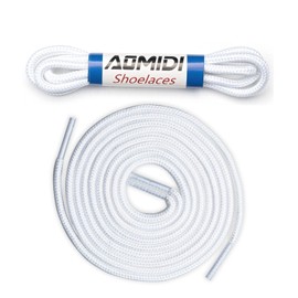 AOMIDI Shoelaces Round Athletic Shoes Lace (2 Pairs) - for Shoe and Boot Laces Shoelaces Replacements, White, 114 cm