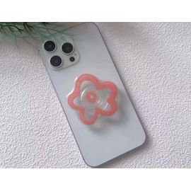 Cute Flower Phone Grip - Collapsible Magnetic Finger Holder for Back of Phone - Anti-Slip & Comfortable to Hold - Flower Design, Strong Adhesive, Versatile Uses (FLW-PhoneGrip- Orange)