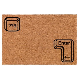 Welcome Doormat Coco Coir Door Mat Gift Enter Esc Computer Keyboard Programmer Geek Funny (30" x 18")