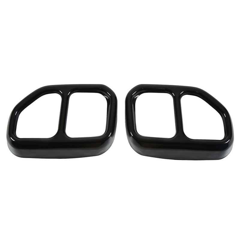 2pcs Gloss Black Car Tail Exhaust Pipe Cover Trim Stainless
