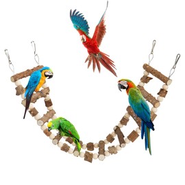 Bird Parrot Ladder Bridge Toy, Bird Swing Toy, Natural Pepper Wood Hanging Pet Chewing Toy, Rat Hamster Climbing Toys, Bird Cage Accessories, Suitable for Bird Parrot Rat Squirrel Sugar Gliders