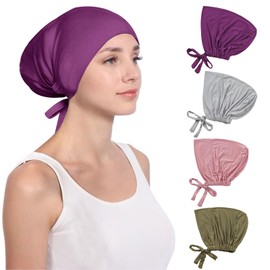 NiCoLa Women's Hijab Undercaps 4PCS - Modal, Elastic & Adjustable Under Scarf Caps for Islamic Muslim Wear - Under Hijab Caps in Bonnet Style