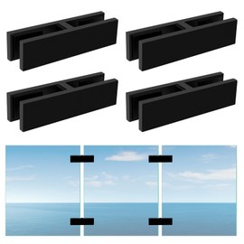 Gyykzz 4 Pack Matte Black Railing Glass to Glass Clamp, 180 Degree Double Sided Stainless Steel T304 Railing Glass Bracket Clip Holder with Rubber Gaskets for Indoor Outdoor Coastal Balustrade