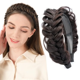 BOBIYA Wide Braided Headband with Teeth Braided Headband with Teeth for Women Braided Hair Headband with Teeth (Deep Brown)