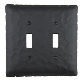 Rustic Rancho Wrought Iron Double Toggle Switch Plate Cover EPH44 (Black)
