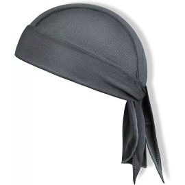 Unbranded Cycling Bandana Cap Quick Dry Do Rag Skull Caps Adjustable Pirate Headwear Gray