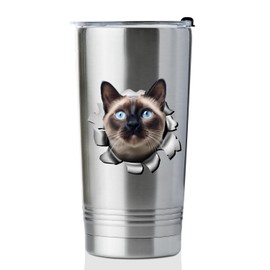 Onebttl Siamese Cat Gifts, 3D Cat Gifts for Cat Mom/Dad, 20 oz Travel Insulated Tumbler, Perfect for Christmas, Birthday, Thanksgiving, Gifts Box Included