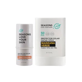Seasons love your skin Kit Protector Solar facial en Stick FPS 50 y Multi Stick con Color Durazno  Manzana Verde 15                                   