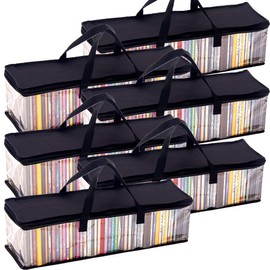 Imperius CD Storage Bag(6 Pack),Portable Transparent PVC Media Storage,Water Resistant CD Holder Case with Handles,Each holds 48 CD Solution,Clear Plastic Carrying CD Bag For Albums/Games/Music.