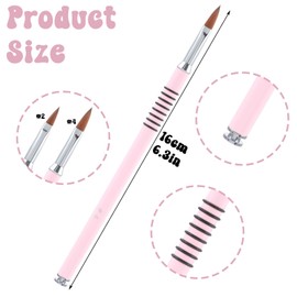 2 Pcs Pink Nail Acrylic Brush Set, 3D Flower Brush & Nail Art Brushes for Acrylic Application, Acrylics Brushes with Non-Slip Handle, Art Design & Polish Mistake Cleaning Tools, Size #2#4