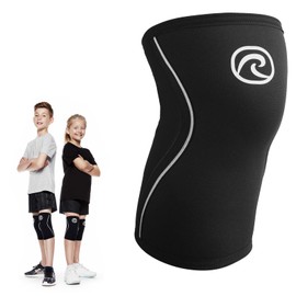 Rehband Children's Knee Support Made of 5 mm SBR / Neoprene, Bandage Knee for Girls and Boys, Compression Bandage for Sports: Football, Tennis or Running, Colour: Black, Size: L