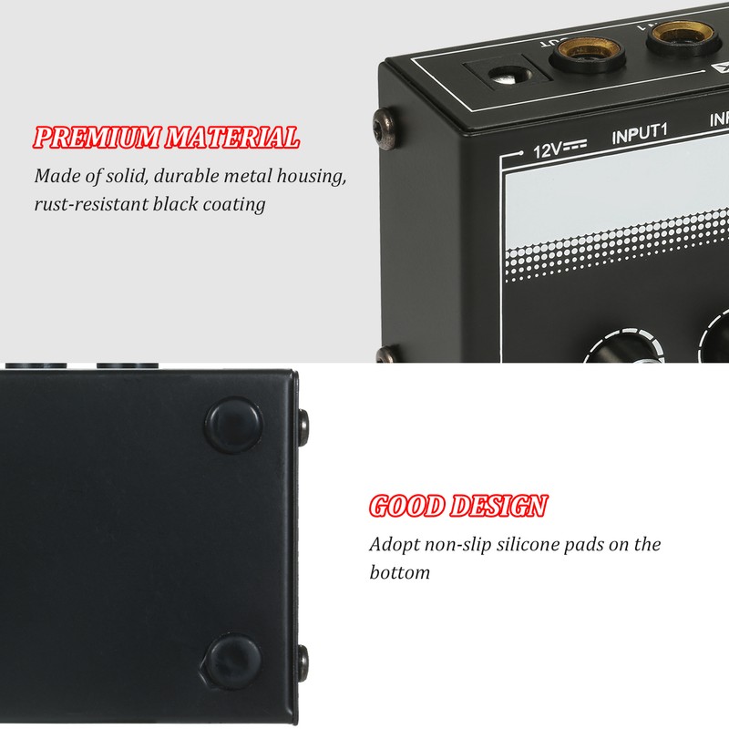 MH400 Ultra Low-Noise 4-Channel Line Mixer Mini Audio Mixer with