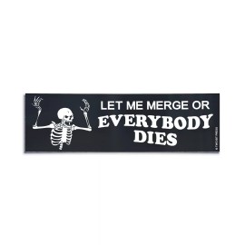 Two Bit Press LET ME MERGE or die Bumper Sticker - Funny Meme Humor Vintage Style Vinyl 90s