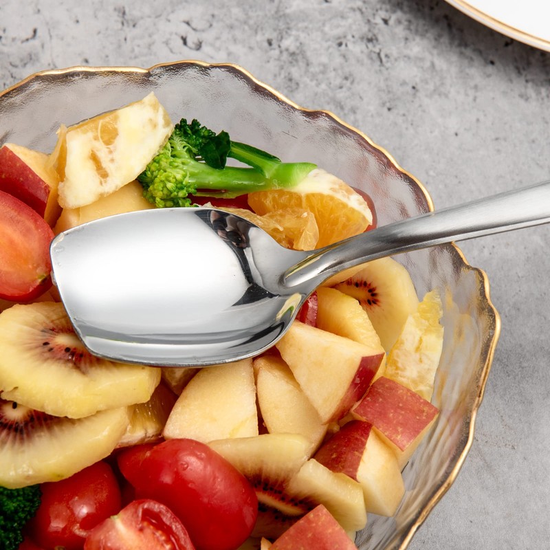 IMEEA Flat Edge Spoon 18/8 Stainless Steel Flat Bottom Serving