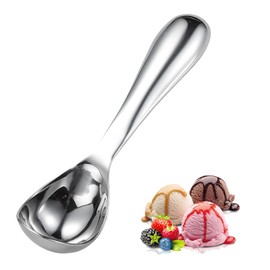 Ice Cream Scoop Stainless Steel with Comfortable Handle, Ice Cream Spoon Sturdy Icecream Scooper for Cookie Dough, Mash Potatoes, Melon Balls, Dishwasher Safe