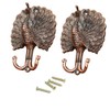 Ailejia 1Pair Peacock Curtain Holdbacks Zinc Alloy Wall Hook Hanging