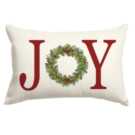 RABUSOFA Christmas Pillow Covers 12x20 Inch,Christmas Decor Throw Pillow Covers,Xmas Winter Joy Christmas Holiday Farmhouse Cushion Covers for Home Couch Sofa Red White Green(23)
