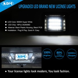 KDM - Luces LED para matrícula Ford F150 2015-2022 F-150 Pickup Truck Raptor, ahumado Len 6000K 2 unidades de lámpara LED de montaje para reemplazo