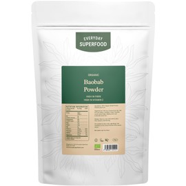 Everyday Superfood Organic Baobab Powder 190g, High Vitamin C, Perfect in Smoothies, Tea and Baking