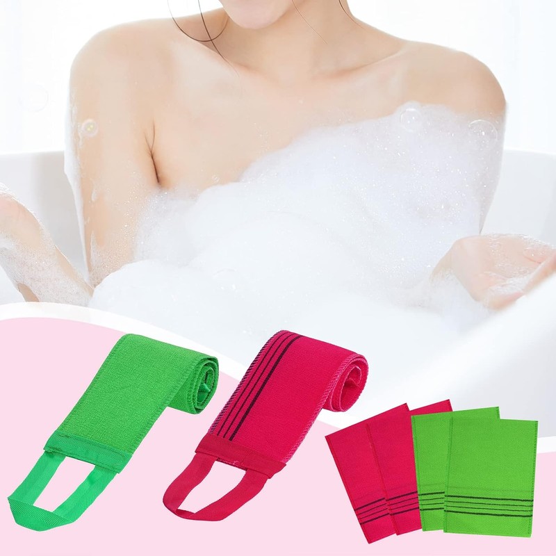 Guantes y Toallas Exfoliantes Coreanas Kit de 6 Piezas Cuerpo