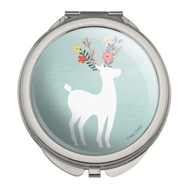 Deer and Flowers Compact Travel Purse Handbag Makeup Mirror