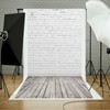 White Brick Wall with Wooden Floor Photography Backdrop Vinyl Photo