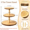 3-Tier Round Wooden Cupcake Stand, Rustic Natural Bark Wood Dessert