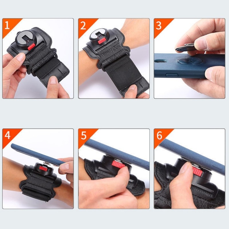 Wristband Phone Holder Adjustable 360 Degree Rotatable Phone Holder Mount
