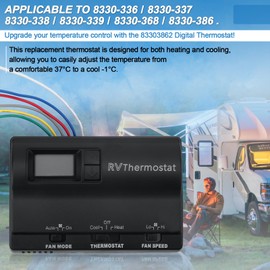 Upgrade 83303862 Digital Thermostat Compatible with Coleman 8330-336 337 338 339 368 386 Thermostat Replacement for Heat/Cool T-Stat Wall Thermostat Provide Detailed Wiring Instructions（Black