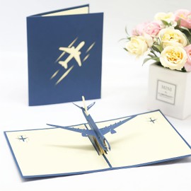 yaartz 3D Pop Up Card Greeting Card with Envelope All Occasion Card Birthday Anniversary Retirement Graduation-Airplane card for Pilot Airplane Lover