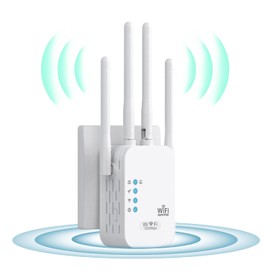 Generic WiFi Repeater, WiFi Extender Wi-Fi Signal Booster Amplifier for Home Cover Up to 300sq.ft WiFi 2.4GHz Dual Band Wireless Repeater, 4 Antennas 360° WiFi Amplifier, WiFi, WHITE-GH