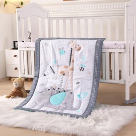 Wowelife Mini Crib Bedding Set Gray, Premium 3-Piece Baby Bedding Set Elephant, Nursery Bedding Set, Breathable and Soft for Baby Boy and Girl