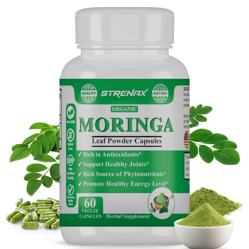 STRENAX STRENAX Organic Moringa Powder Capsules C Natural Dietary Supplement