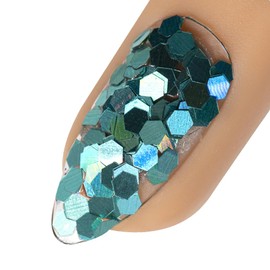 Young Nails Art Glitters - Premium Loose Nail Glitter Powder for Acrylic Nails & Gel Nails, Nail Sequins, Nail Sparkles, Nail Art Powder, Fine & Chunky Glitter, Durable, Aura D Explora, 1 oz