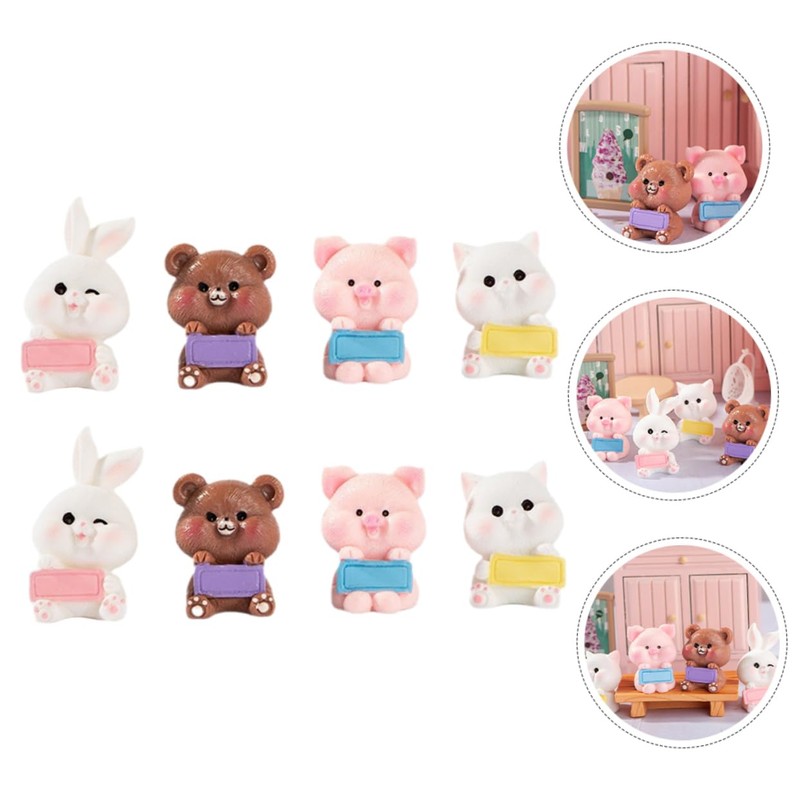 SUPVOX 8Pcs Cute Animal Figurines for Desktop Decoration Adorable Miniature
