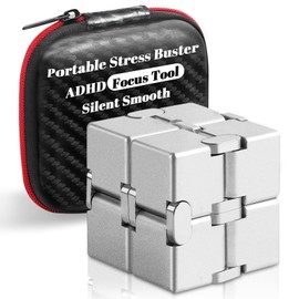 Bonison Infinity Cube - Fidget Cube Toys for Adults and Kids Premium Aluminum Alloy for Stress Relief, Anxiety, ADHD, Fidget Block with Case Pocket Size Gift for Work, School, Travel