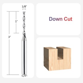 SpeTool 1/4 Inch Shank Down Cut Spiral Router Bit, 1 Inch Cutting Length, Solid Carbide End Mill, Extra Long 3 Inch Total Length for Wood Carving