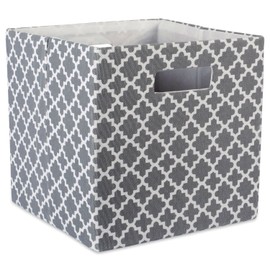 DII Hard Sided Collapsible Fabric Storage Container for Nursery, Offices, & Home Organization, (11x11x11) - Lattice Gray