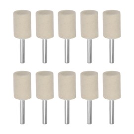 sourcing map 10pcs Wool Felt Mounted Mandrel Points 20mm Head 1/4 Inch Shank Cylinder Polishing Bits Burrs Felt Polishing Buffing Wheel for Rotary Tool