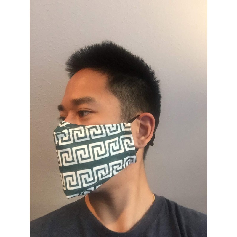 Green Spiral Greek Key Team Mask - Face Accessory -