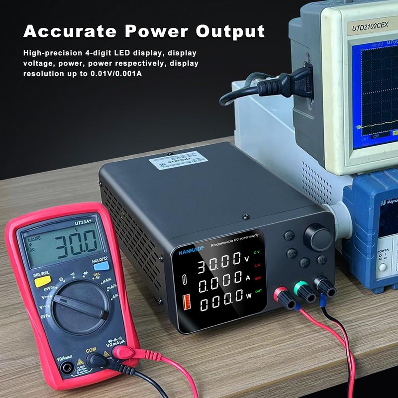 DC Power Supply, 30V 10A Bench Power Supply with Encoder