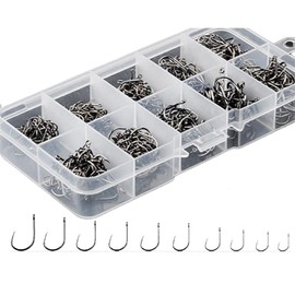 e-smile Fishing Hooks Fishing Hooks with Tube, Set of 500 with Case (M (No. 3 to No. 12))
