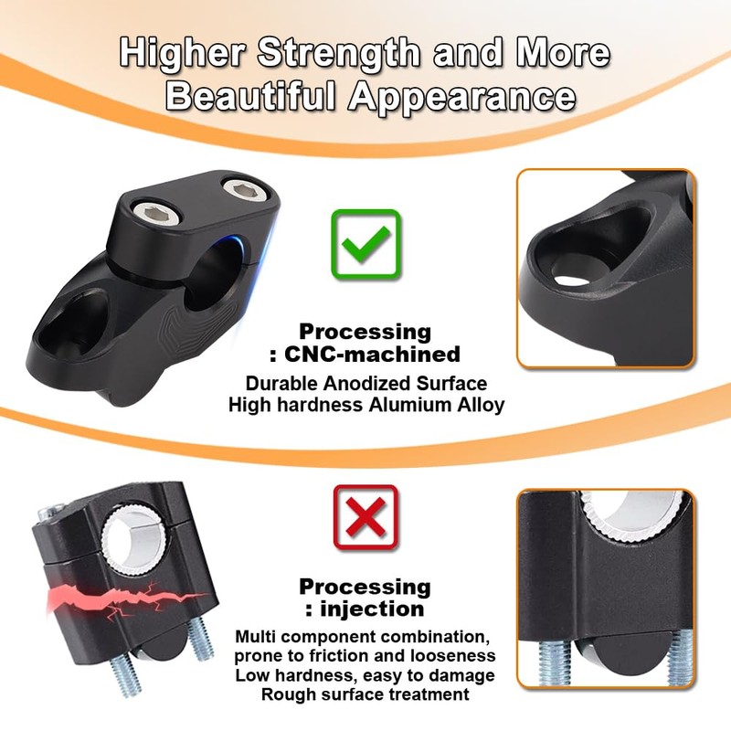 REARACE 7/8" 22mm Handlebar Risers Extension Mount Clamp for ATV/Dirt