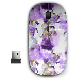 KAWAMOUSE 2.4G Ergonomic Portable USB Wireless Mouse for PC, Laptop, Computer, Notebook with Nano Receiver (Flowering Irises)