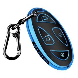 QBUC for Hyundai Kona Key Fob Cover,Key Case for Hyundai Ioniq 6 Grandeur GN7 KONA Elanrtra Sonata Tucson 2023 2024 2025 Santa Fe Smart Key Protector with Keychain(Blue, 7 Buttons)