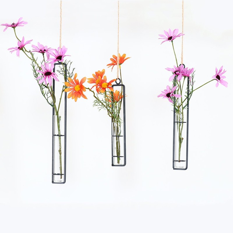 Aoderun Hanging Glass Planter Water Iron Art Hydroponic Vase Transparent