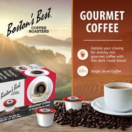 Boston’s Best Coffee - Rich & Bold French Roast Gourmet Flavour, Delectable Dark Roast, Compatible with Keurig Coffee Maker, 1 Count (12 Single Serve Cups)