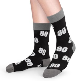 Bibalabili Men Fun Crews Socks for 40th 50th 60th Birthday Gifts, Men Funny Black Crew Cotton Socks (US, Alpha, One Size, Regular, Regular, Gifts for 80th Birthday)