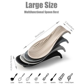Silicone Spoon Rest for Stove Top, Large Cooking Utensil Holder for Kitchen Counter, Heat-Resistant Kitchen Decor and Accessories for Countertop, Spoon Holder for Spatula, Ladle or Tongs (Khaki)