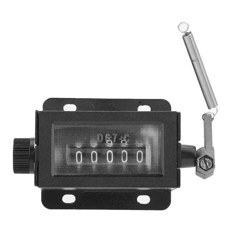 Mechanical Counter, 5-Digit 0-99999 Rotary Knob Resettable Black Rotation Click